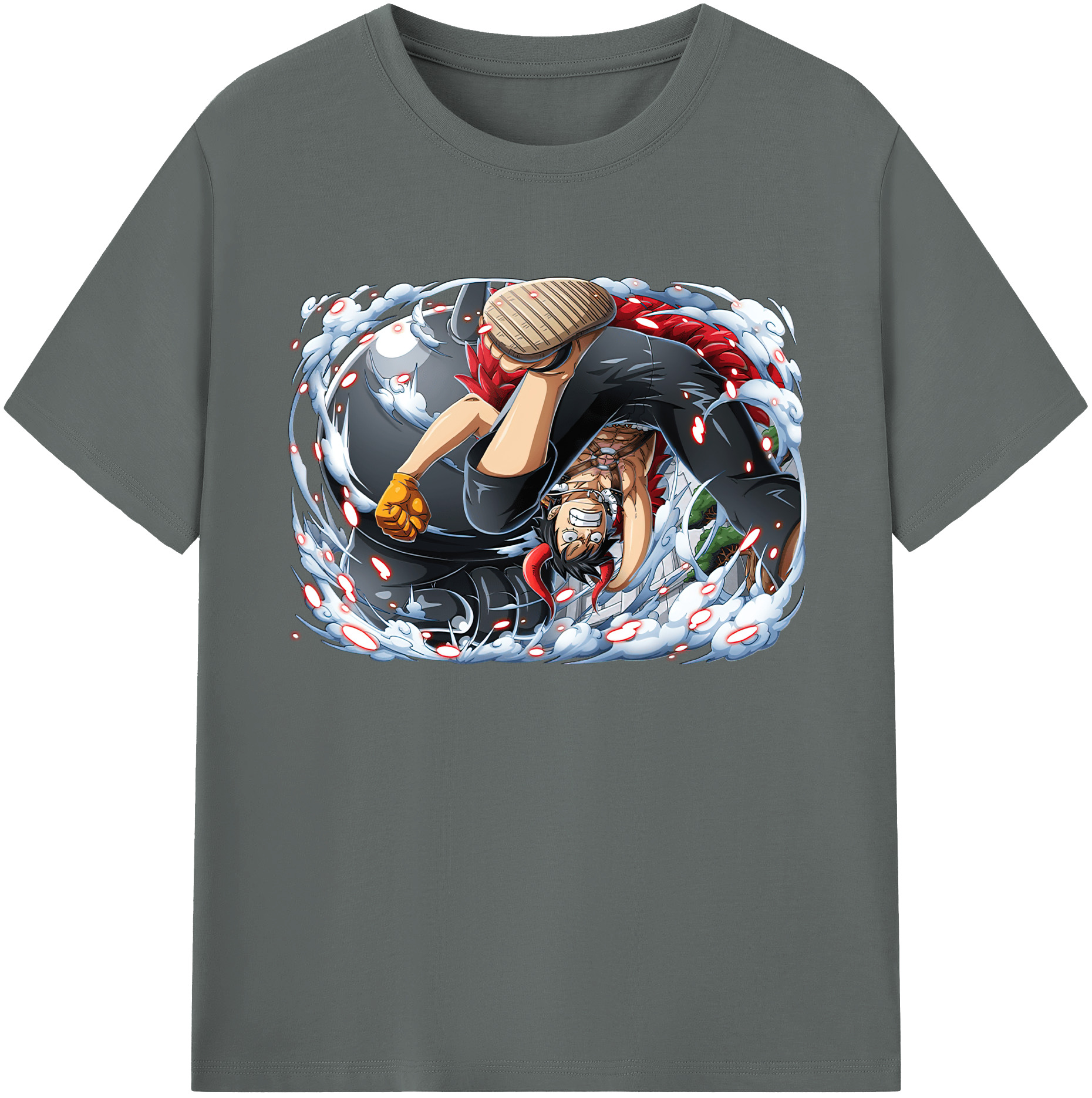 ワンピース モンキー・D・ルフィ ONE PIECE Monkey D. Luffy 綿100％ メンズ半袖Tシャツ｜肌触りやわらか＆通気性